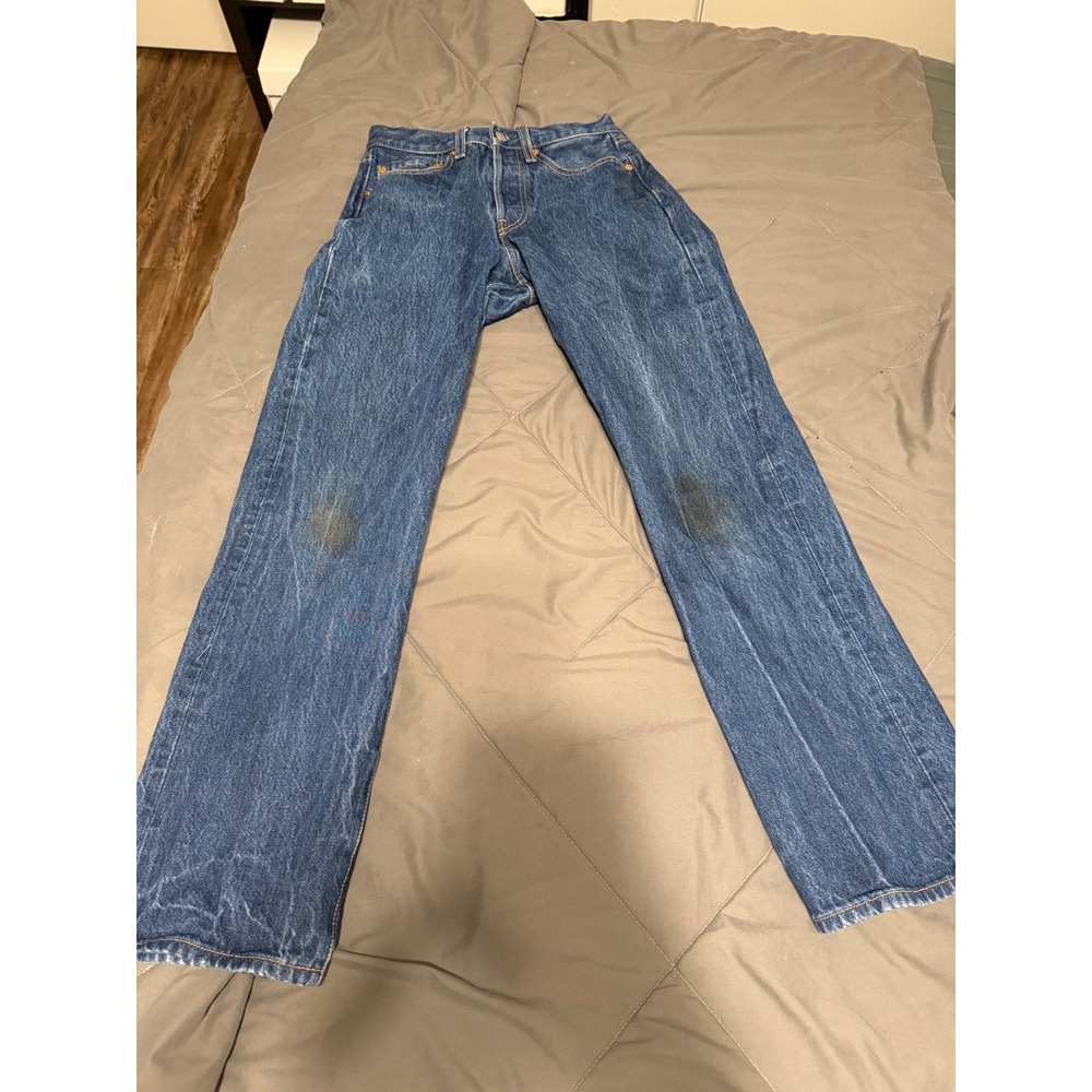 Levis 501XX Jeans Mens 28x34 Blue Denim Straight Leg Y2K Vintage Button Fly - Picture 3 of 10